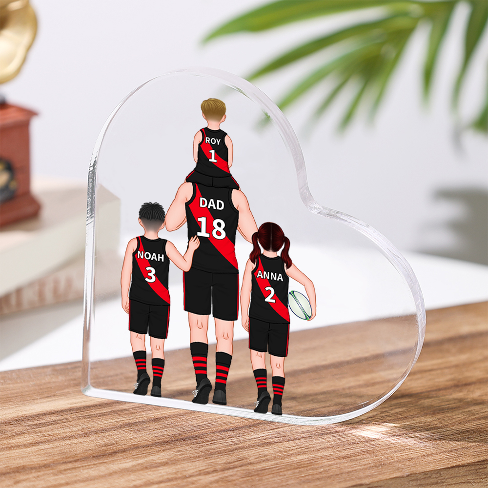 Personalised Acrylic Heart Keepsake Custom 2–4 Names Australian Rules Football Family Ornaments Gift for Dad | Jessemade