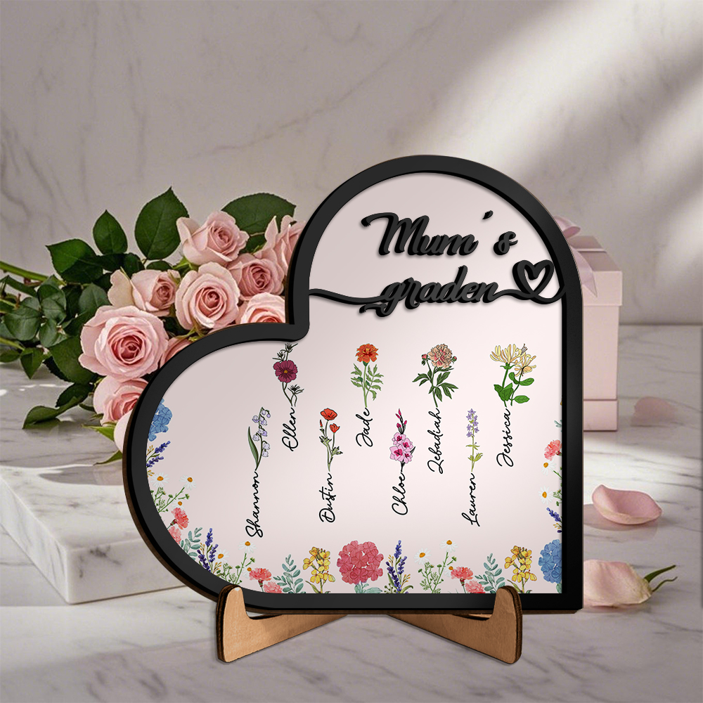 Custom Mum’s Garden Floral Name Plaque – Personalised Mother’s Day Birthflower Gift | Jessemade