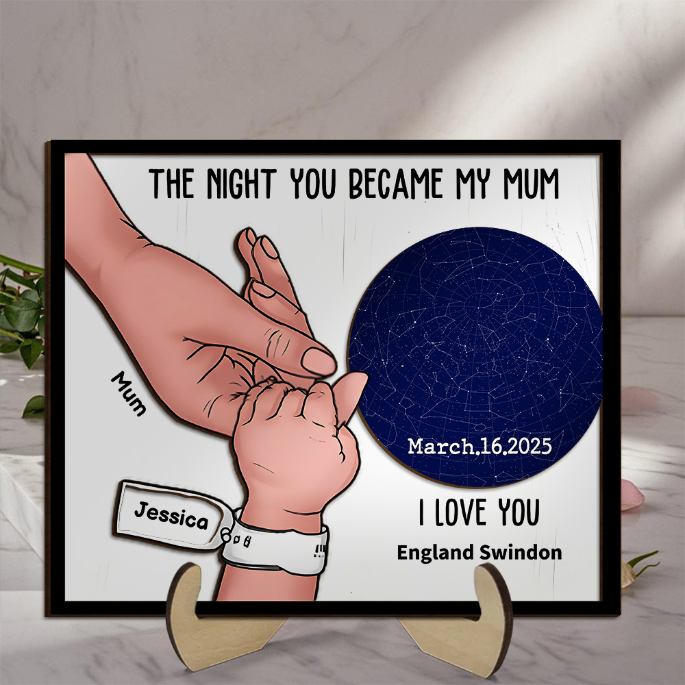 The Night You Became My Mummy – Personalised Star Map and Hand-Holding Artwork | Jessemade