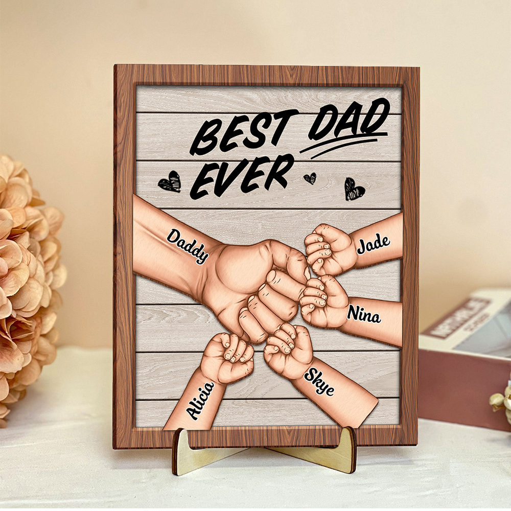 2Personalised Best Dad Ever Wooden Plaque – Father's Day Gift for Dad