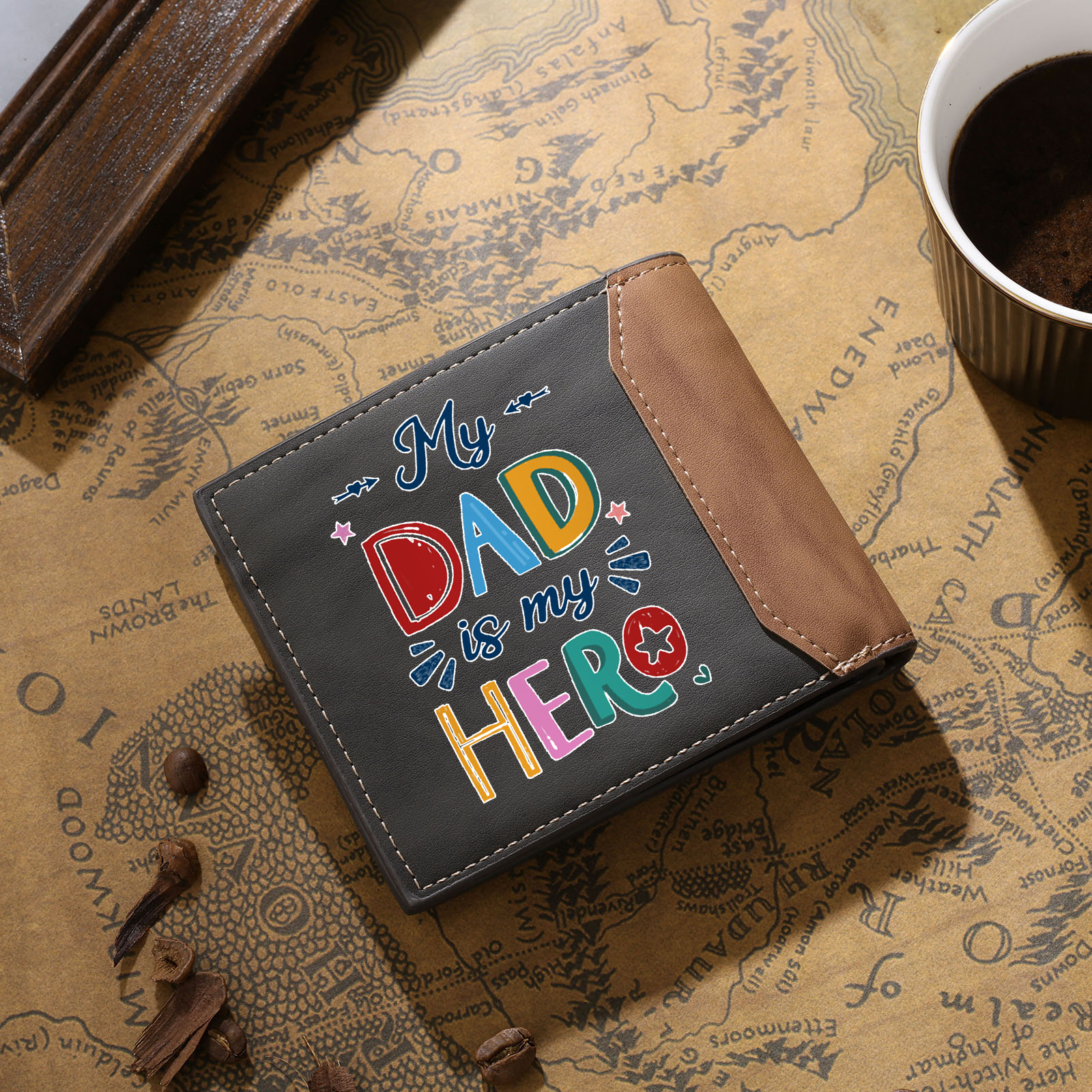 Personalised Dad Wallet with Cartoon Illustrations – Father's Day Gift for Dad | Jessemade