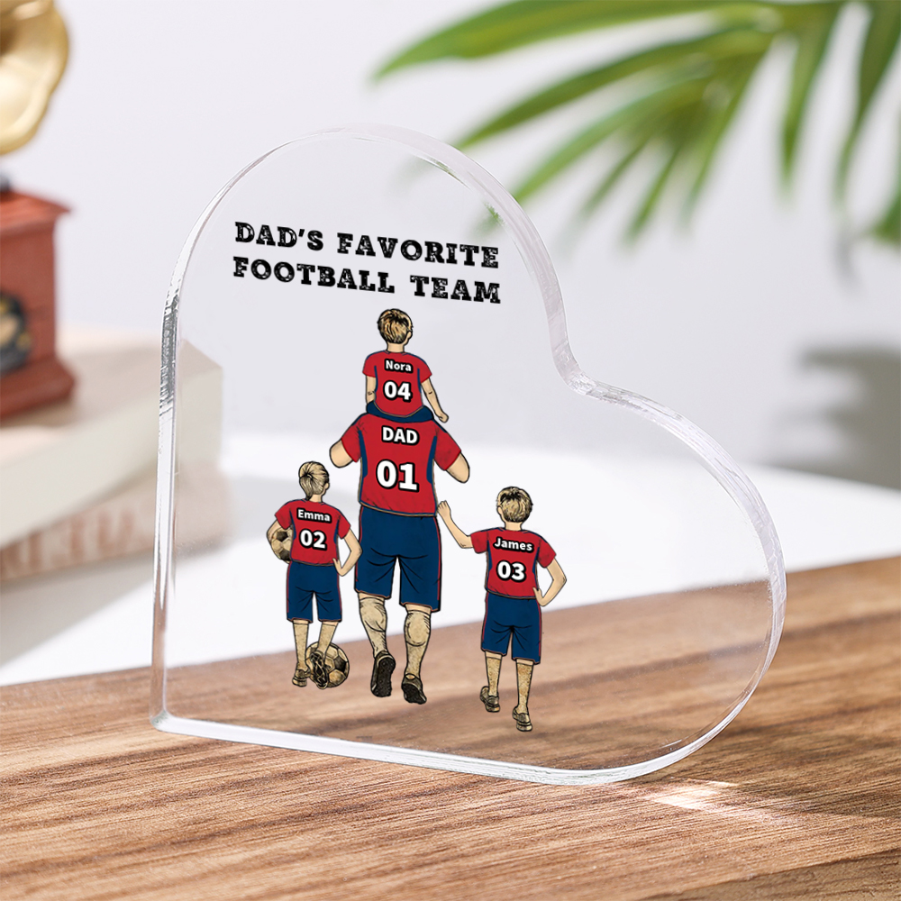 Personalised Heart-Shaped Football Acrylic Plaque - Father’s Day Gift