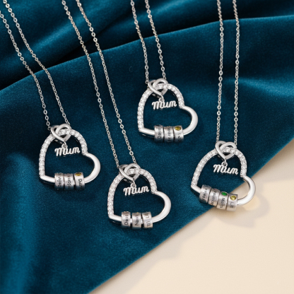 To my Mum/Mom Personalised Heart Necklace Custom 1-5 Birthstones and Names Mothers'Day Gift | Jessemade