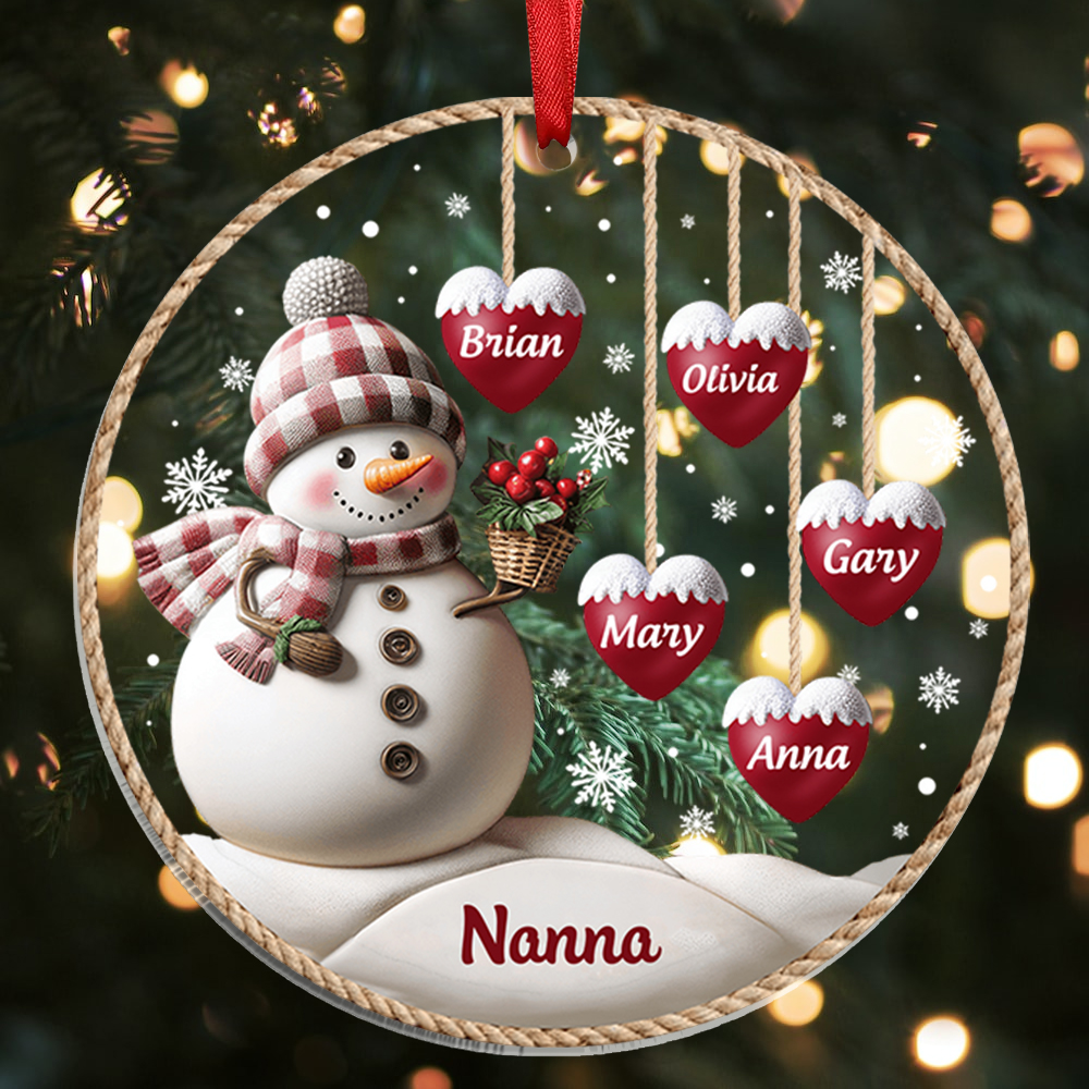 Personalised Snowman Hanging Ornament Custom 2-9 Names Acrylic Christmas Gift for Nanna/Nan/Mum-Jessemade AU