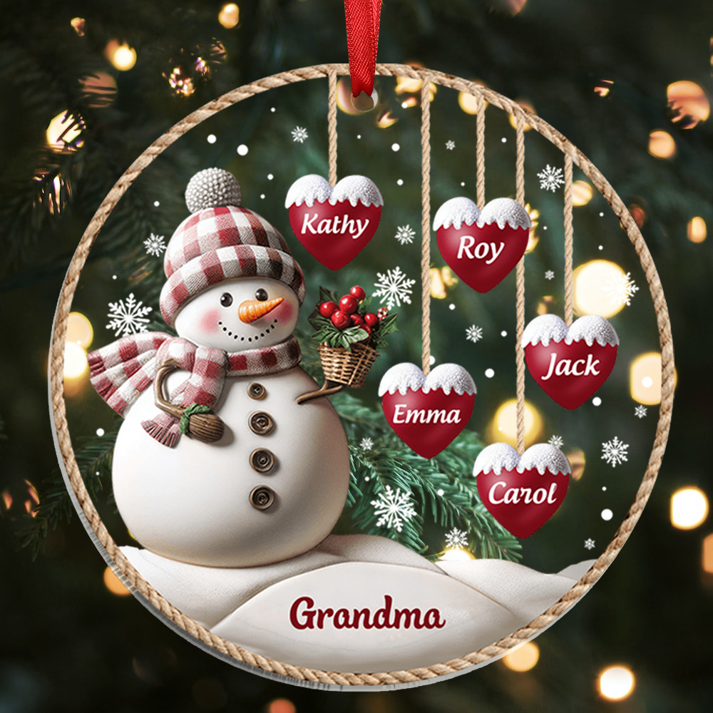 Personalised Snowman Hanging Ornament Custom 2-9 Names Acrylic Christmas Gift for Nanna/Nan/Mum-Jessemade AU
