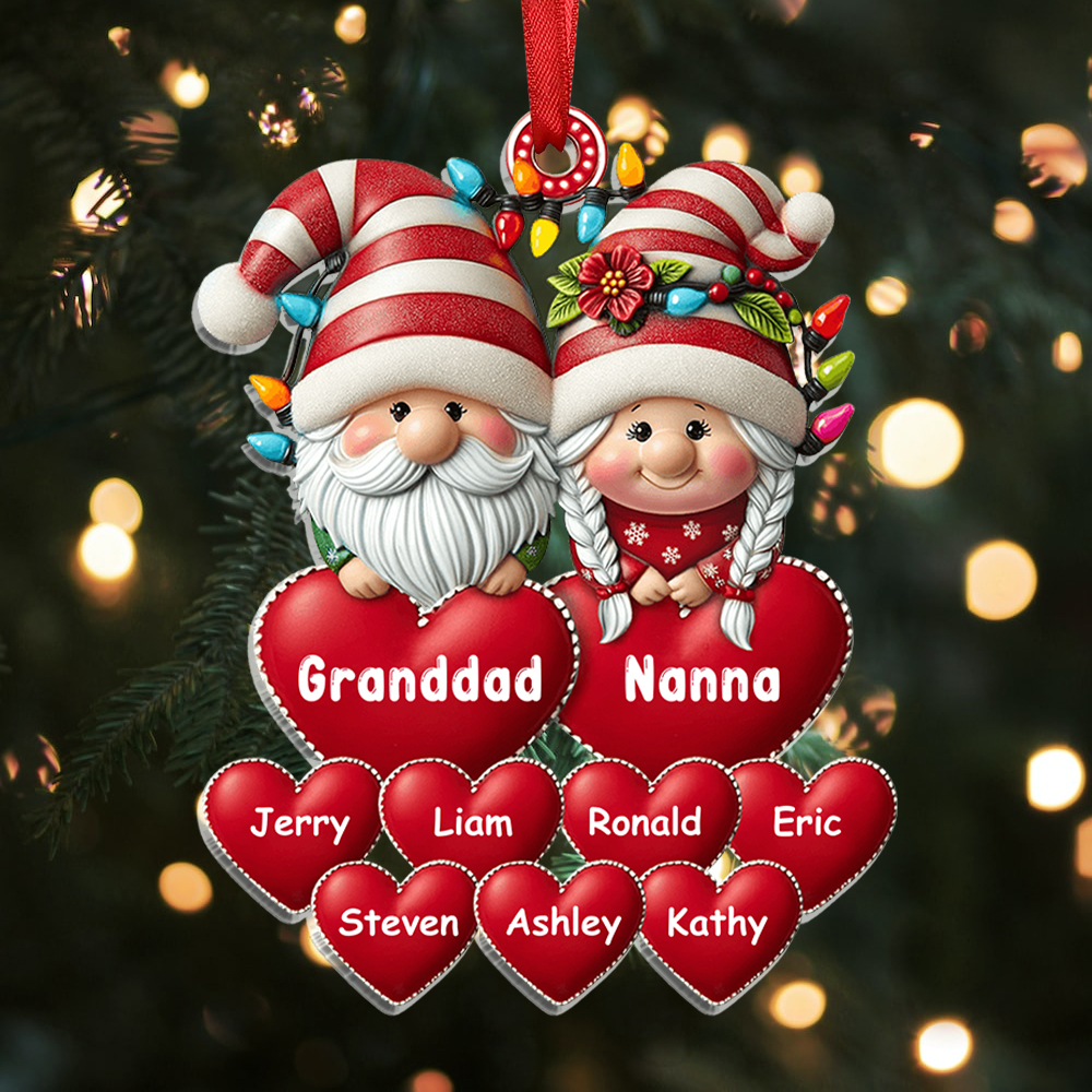 Personalised Santa Claus Hanging Ornament Custom 3-17 Names Acrylic Christmas Gift for Granddad/Nanna/Mum/Dad-Jessemade AU