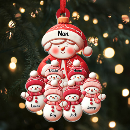 Personalised Snowman Hanging Ornament Custom 2-11 Names Acrylic Christmas Gift for Nan/Mum-Jessemade AU