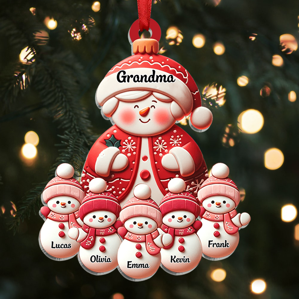 Personalised Snowman Hanging Ornament Custom 2-11 Names Acrylic Christmas Gift for Nan/Mum-Jessemade AU