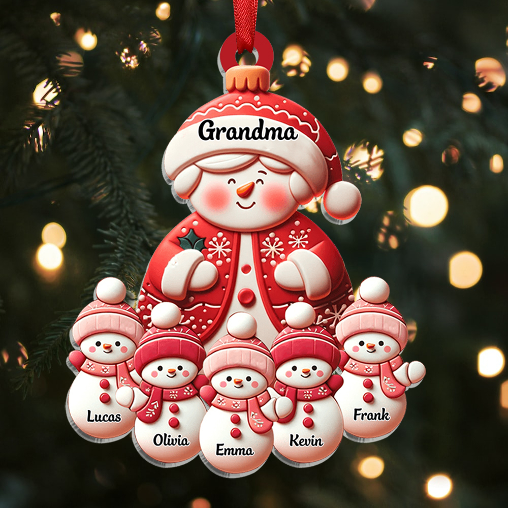Personalised Snowman Hanging Ornament Custom 2-11 Names Acrylic Christmas Gift for Nan/Mum-Jessemade AU