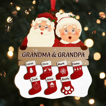 Personalised Family Ornament Custom 2-12 Names Wooden Christmas Ornament for Grandma Grandpa-Jessemade AU