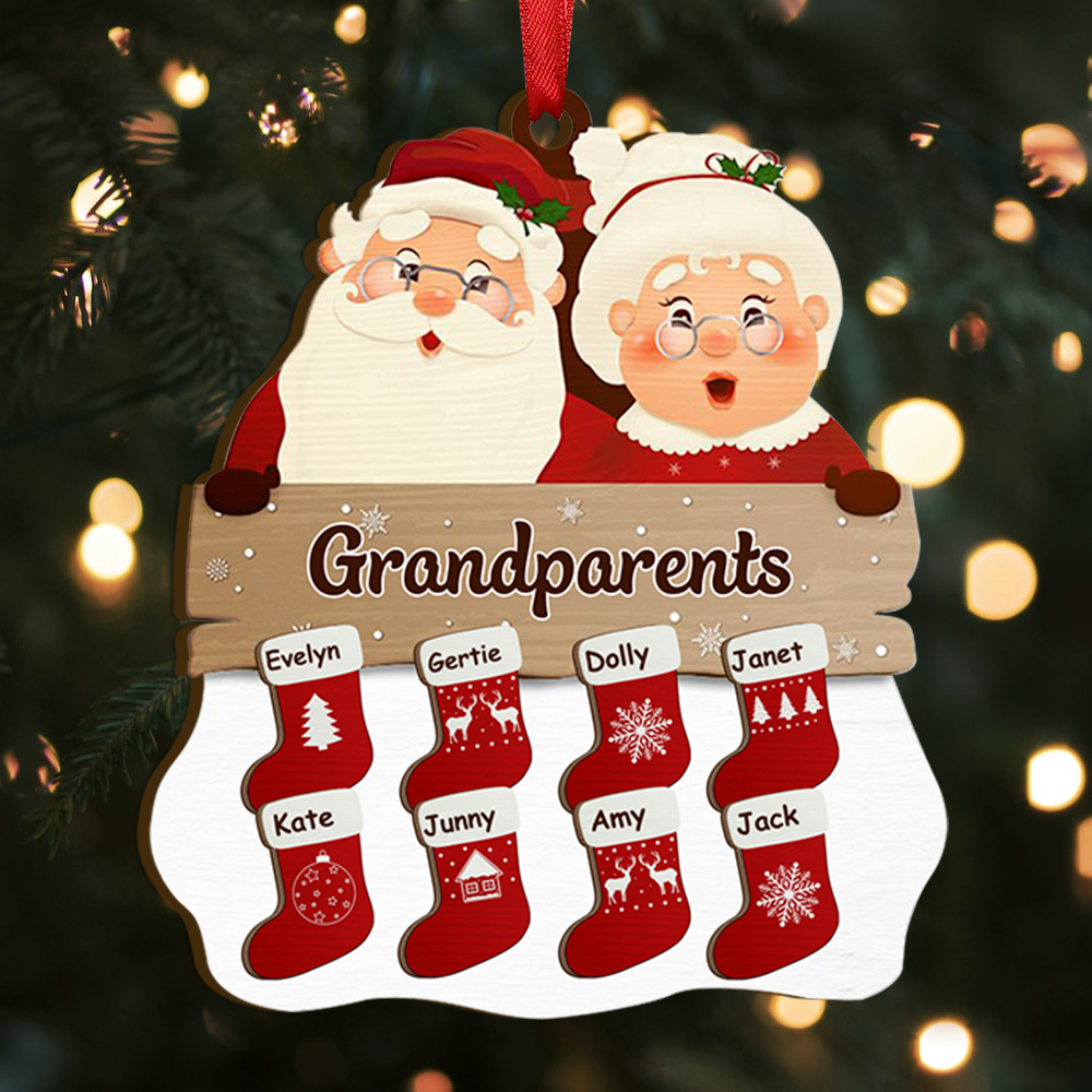 Personalised Family Ornament Custom 2-12 Names Wooden Christmas Ornament for Grandma Grandpa-Jessemade AU