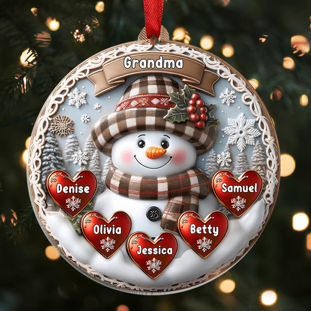 Personalised Snowman Hanging Ornament Custom 2-9 Names Acrylic Christmas Gift for Nan/Mum-Jessemade AU