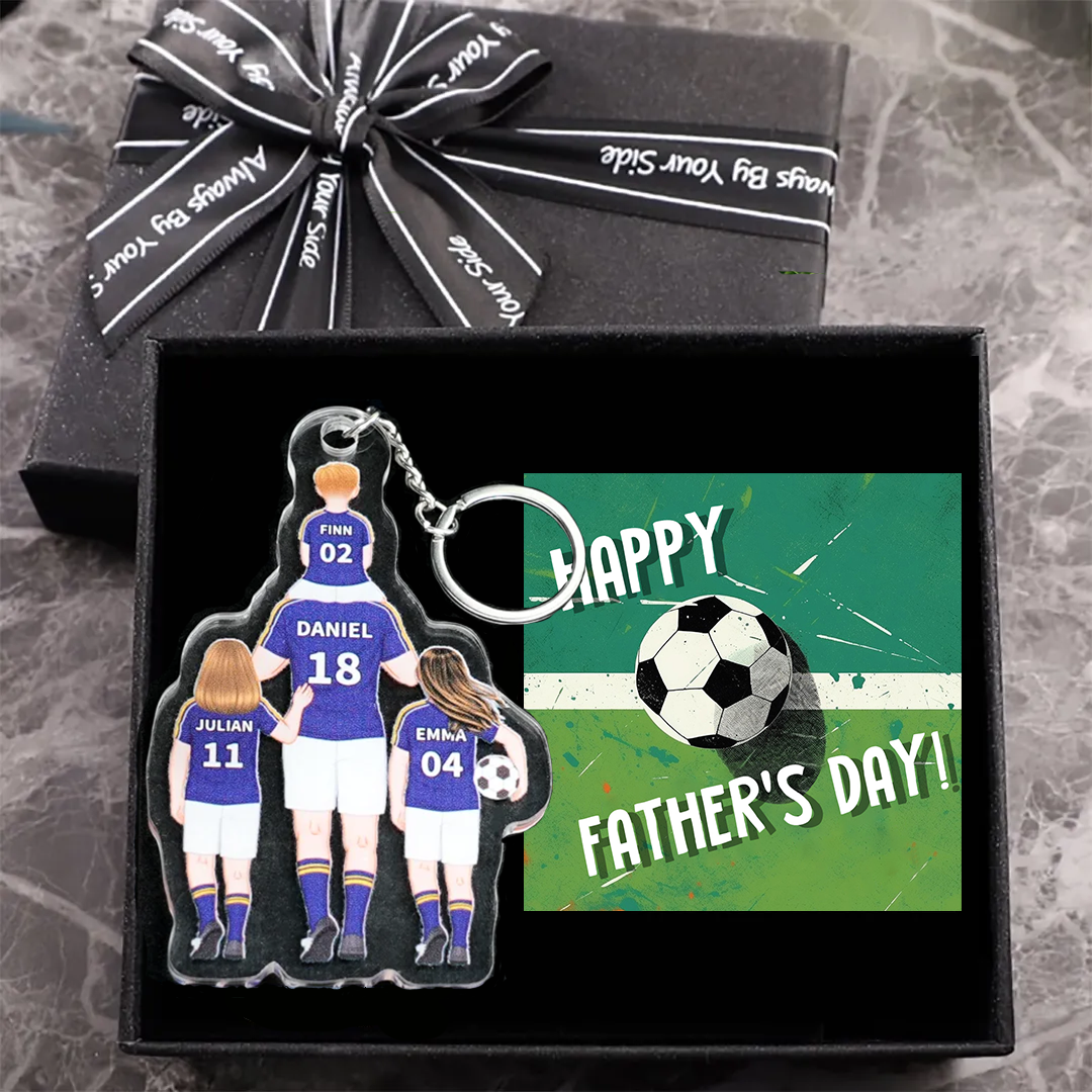 Personalised 2–9 Names Football Family Keyring Custom Soccer Keychain Fathers Day Gift for Dad Grandpa-Jessemade AU