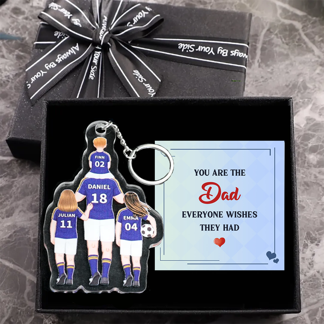 Personalised 2–9 Names Football Family Keyring Custom Soccer Keychain Fathers Day Gift for Dad Grandpa-Jessemade AU