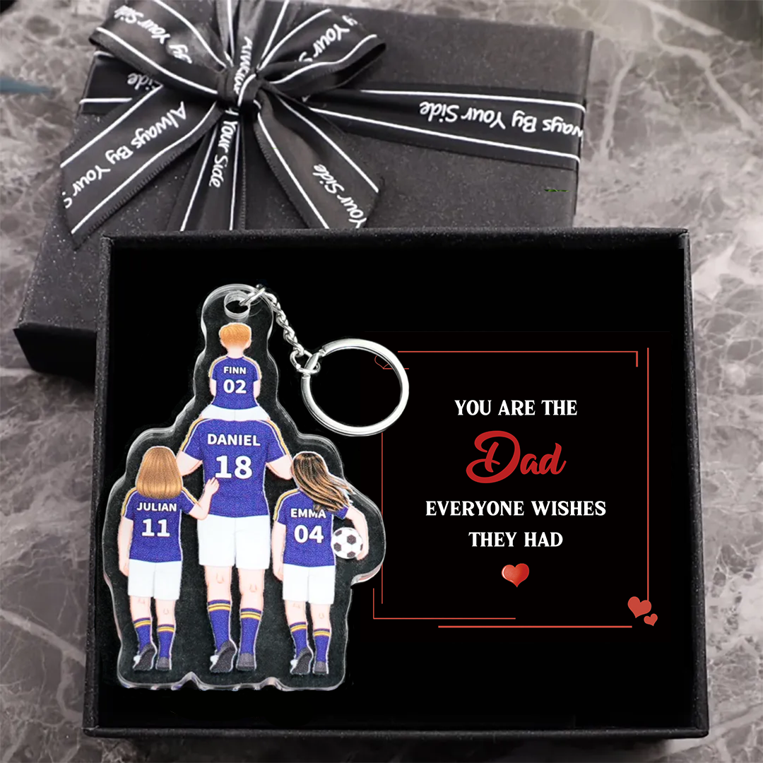 Personalised 2–9 Names Football Family Keyring Custom Soccer Keychain Fathers Day Gift for Dad Grandpa-Jessemade AU