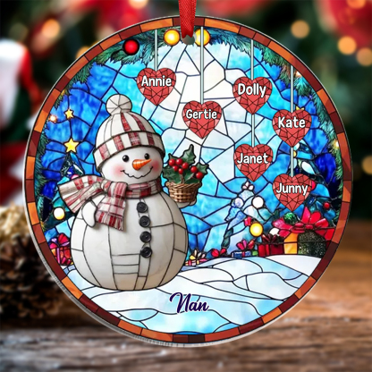 Custom Snowman Ornament Family Christmas Decoration Personalised 1-10 Names-Jessemade AU