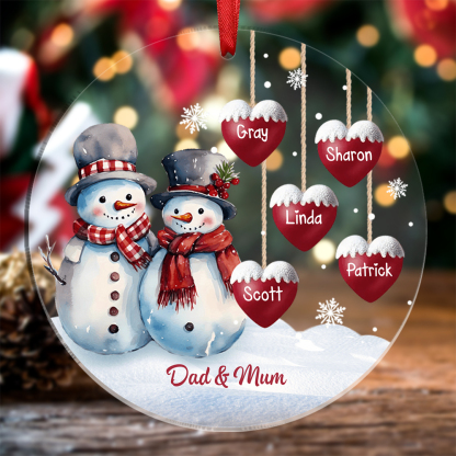 Personalised Snowman Family Ornament Custom with 1-10 Names Christmas Gift-Jessemade AU