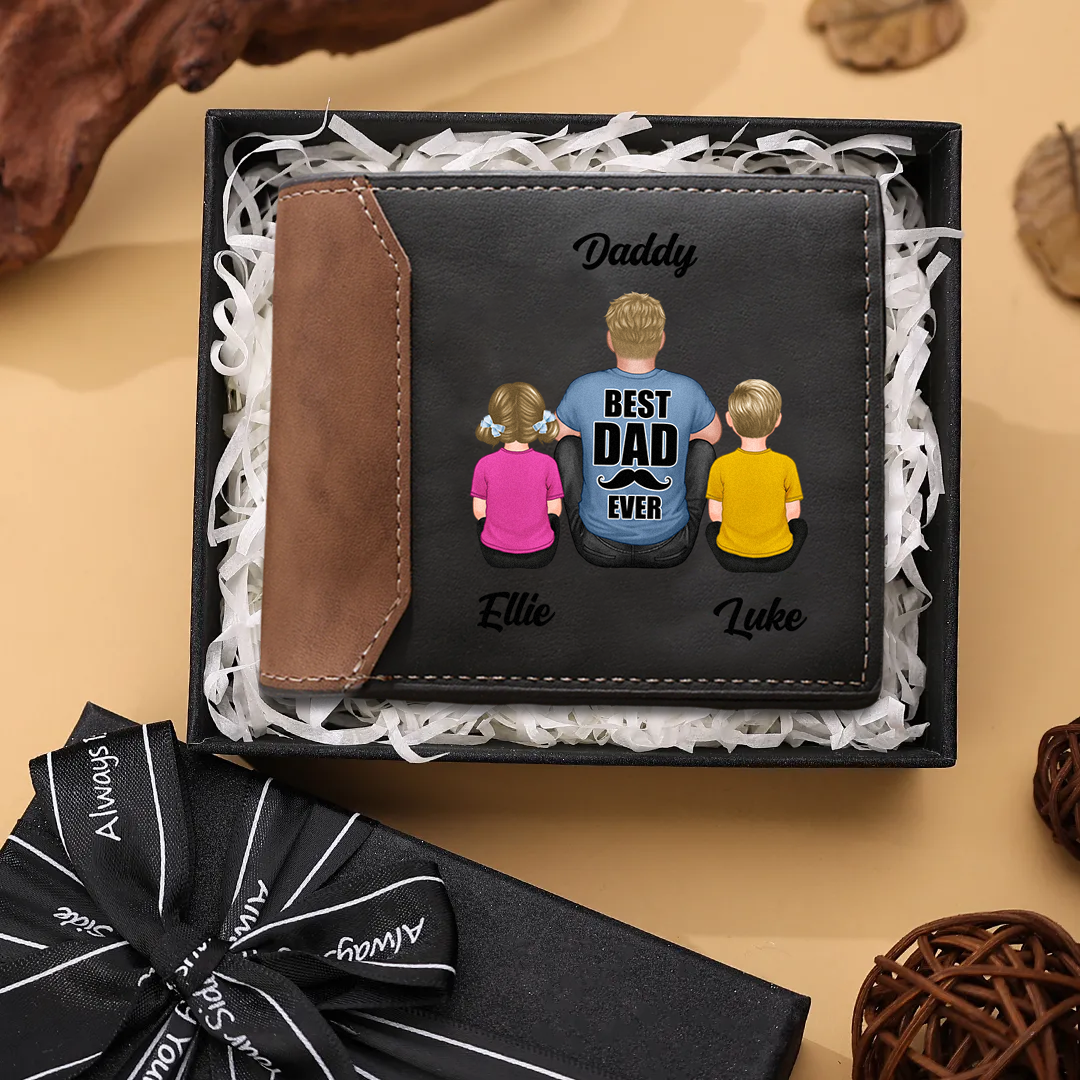 Personalised Wallet for Dad – Custom with 2-9 Names & Title | Jessemade