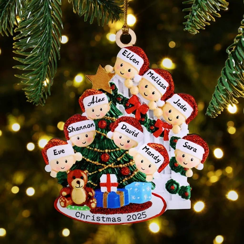 Personalised Family Christmas Ornament Custom 2-9 Names Hanging Ornament Gifts For Family