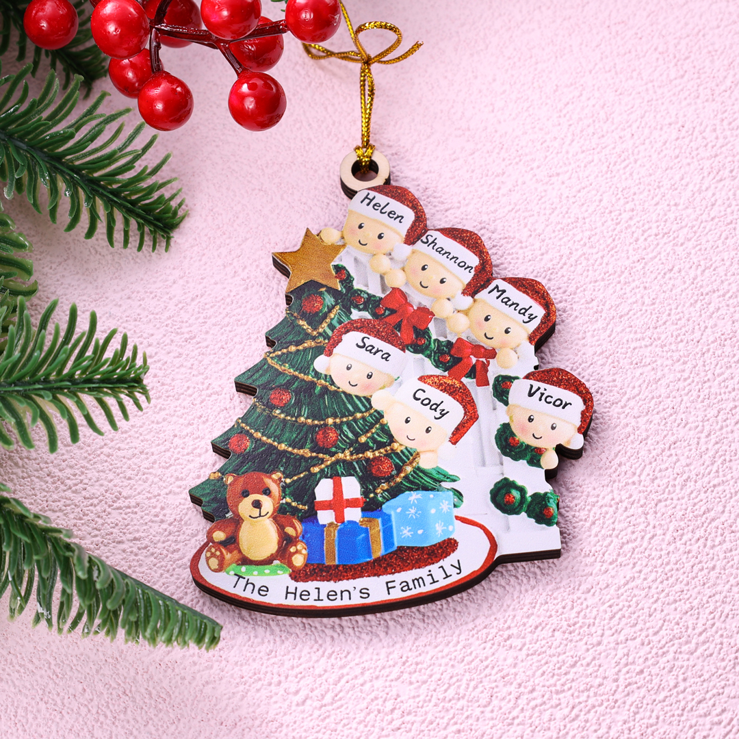 Personalised Family Christmas Ornament Custom 2-9 Names Hanging Ornament Gifts For Family