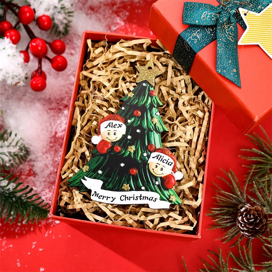 Personalised Family Christmas Ornament Custom 2-8 Names Hanging Ornament Gifts For Family