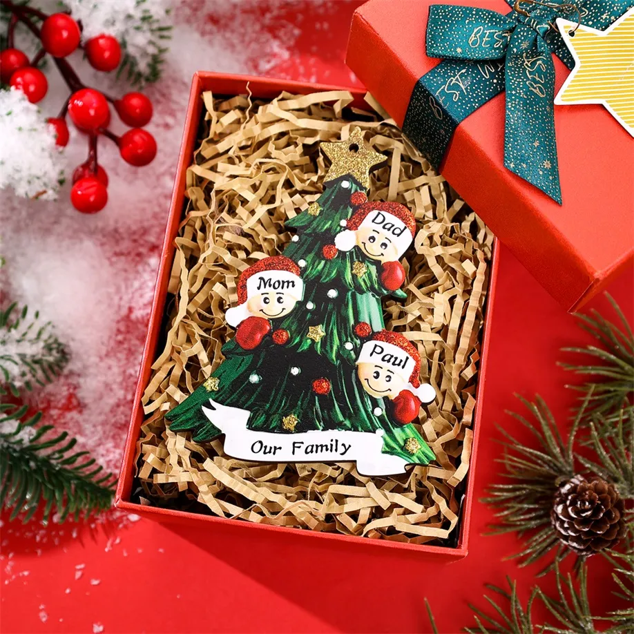 Personalised Family Christmas Ornament Custom 2-8 Names Hanging Ornament Gifts For Family