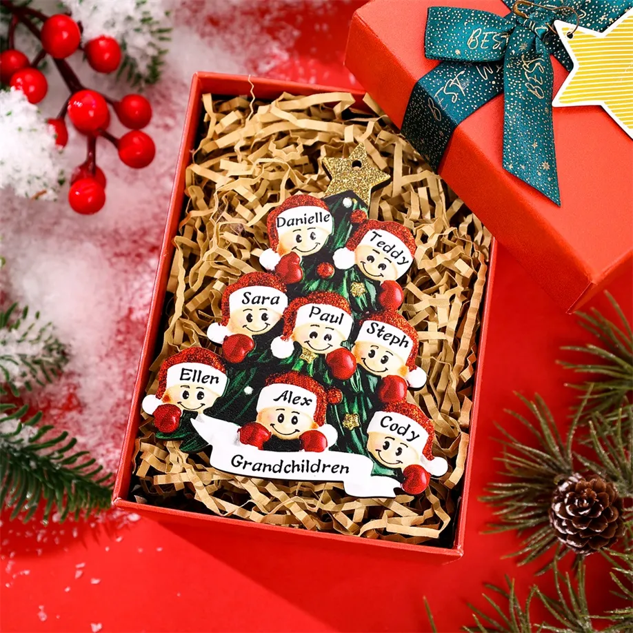 Personalised Family Christmas Ornament Custom 2-8 Names Hanging Ornament Gifts For Family