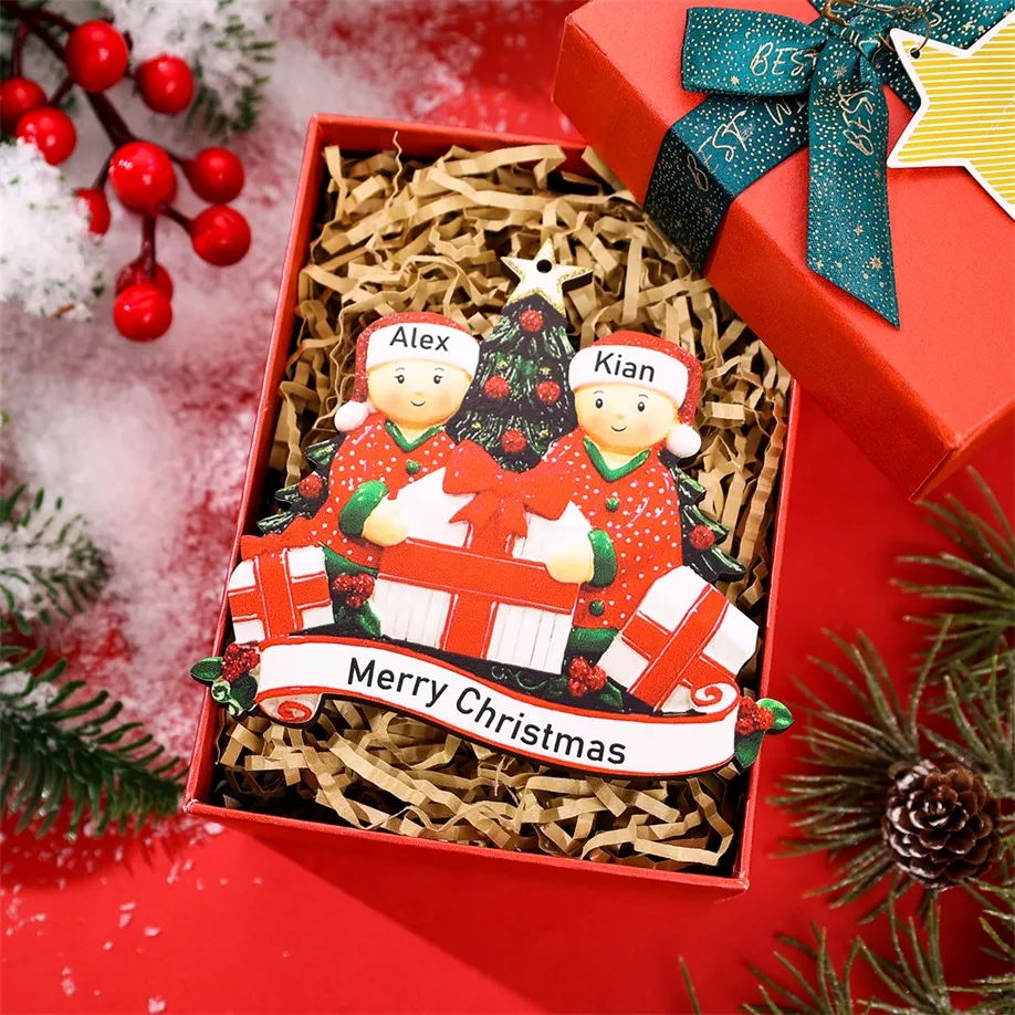 Personalised Family Christmas Ornament Custom 2-6 Names Hanging Ornament Gifts For Family