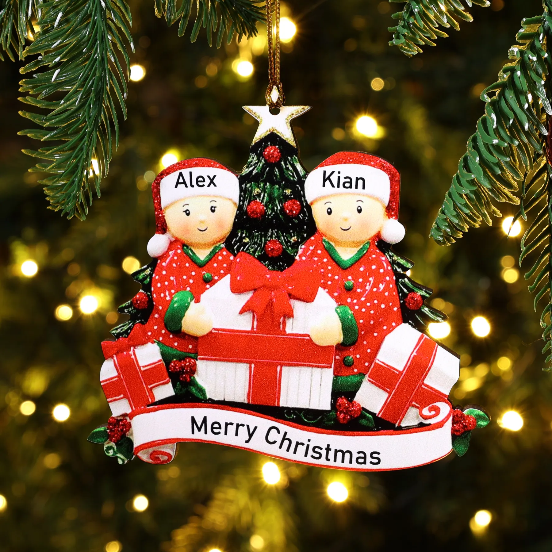 Personalised Family Christmas Ornament Custom 2-6 Names Hanging Ornament Gifts For Family