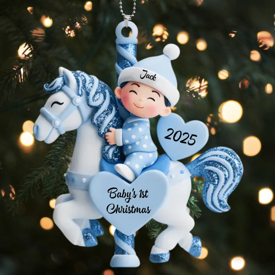 Personalised Glitter Carousel Baby Christmas Tree Decoration