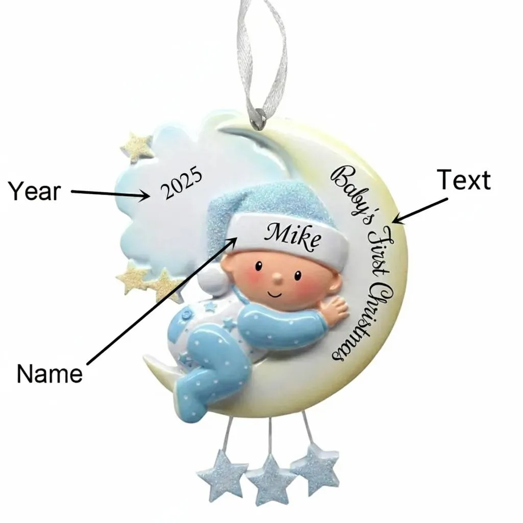 Baby's First Christmas - Wooden Christmas Ornament Customised Name & Text & Year Christmas Gift Personalised Newborn Gift