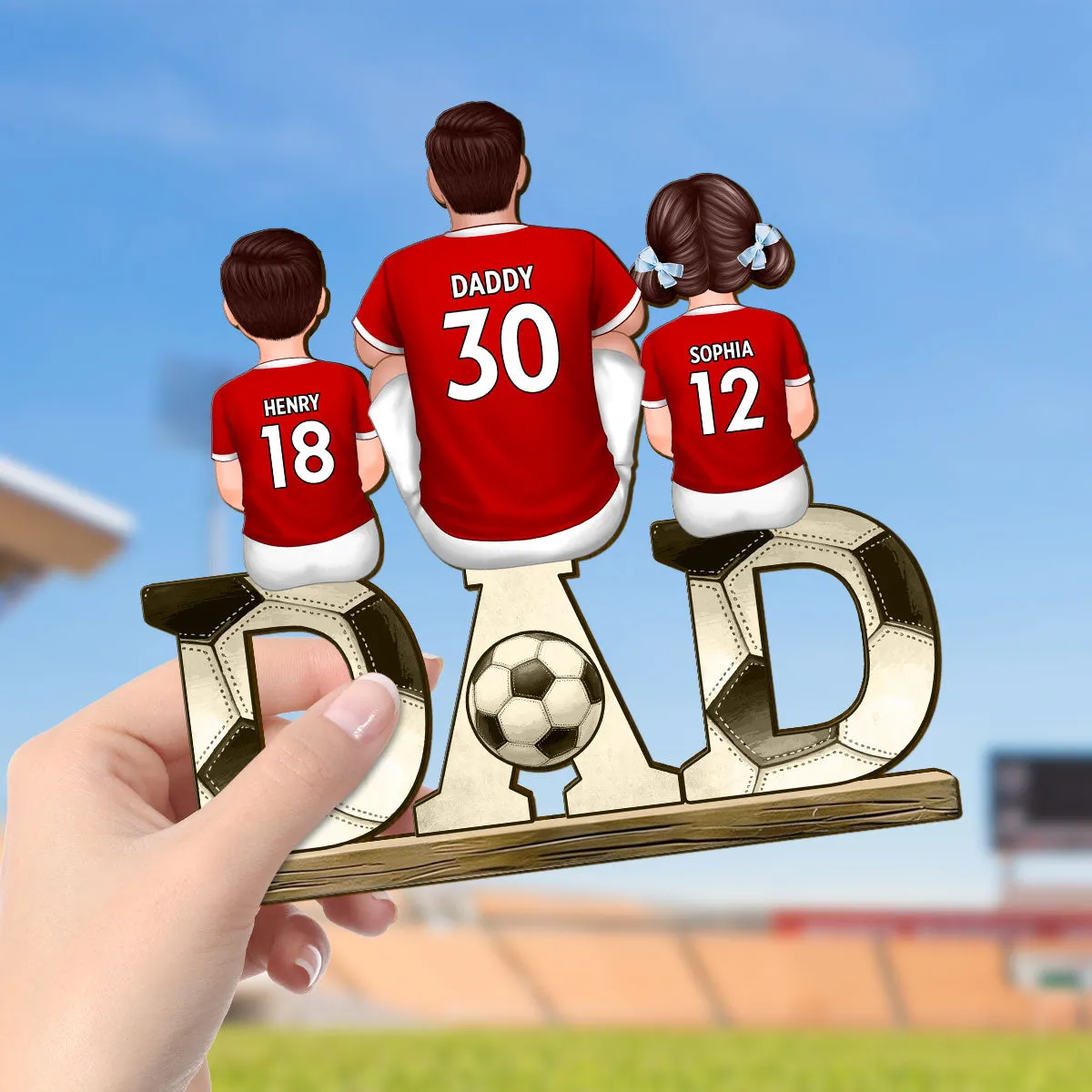 2-5 Names Personalised Football-Themed DAD Ornament - Custom Plaque Home Decoration for Father | Jessemade