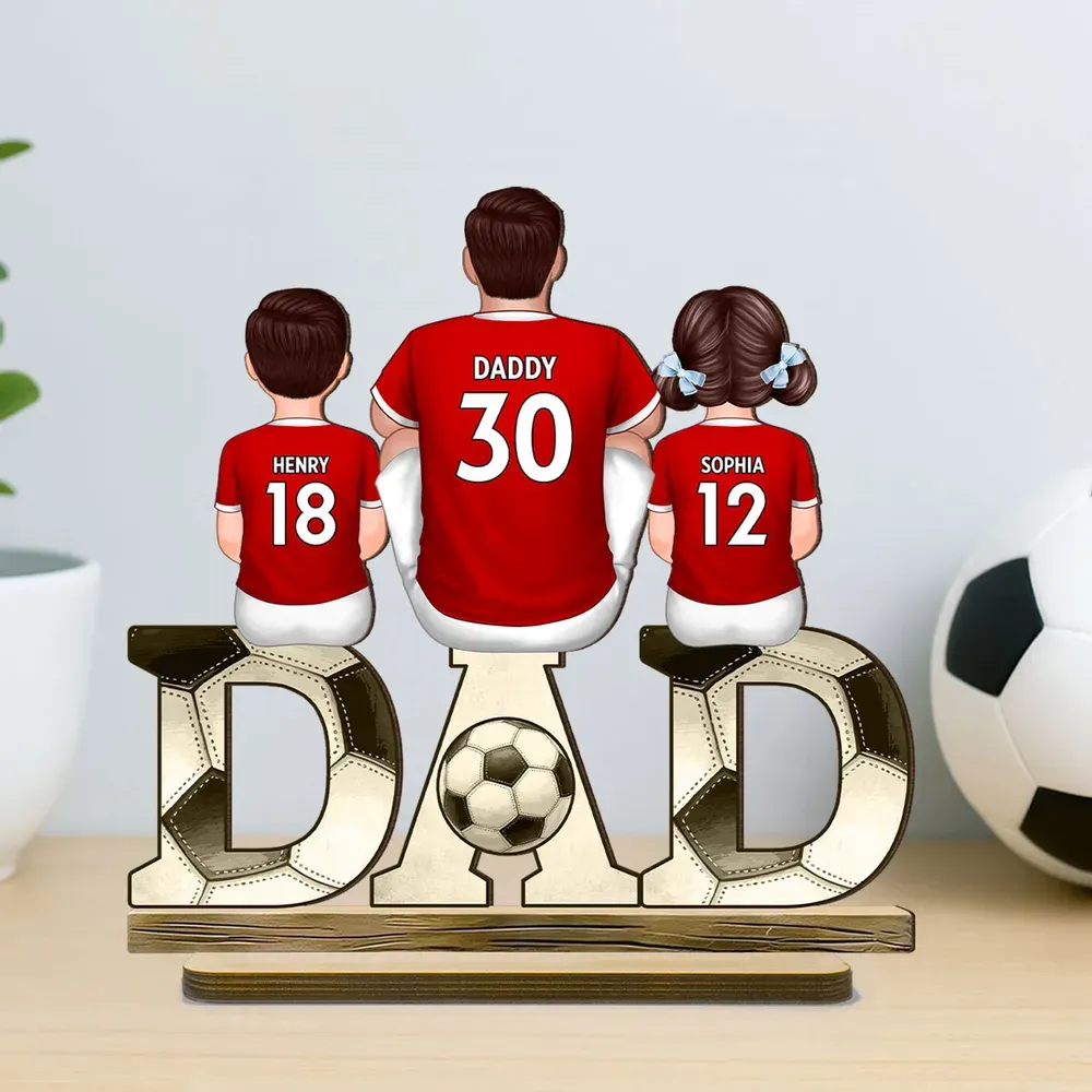 2-5 Names Personalised Football-Themed DAD Ornament - Custom Plaque Home Decoration for Father | Jessemade