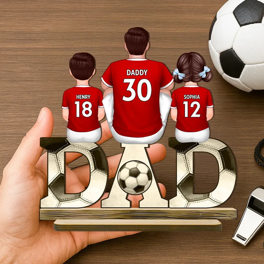 2-5 Names Personalised Football-Themed DAD Ornament - Custom Plaque Home Decoration for Father | Jessemade