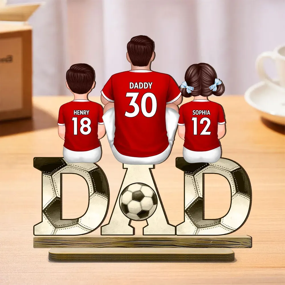 2-5 Names Personalised Football-Themed DAD Ornament - Custom Plaque Home Decoration for Father | Jessemade