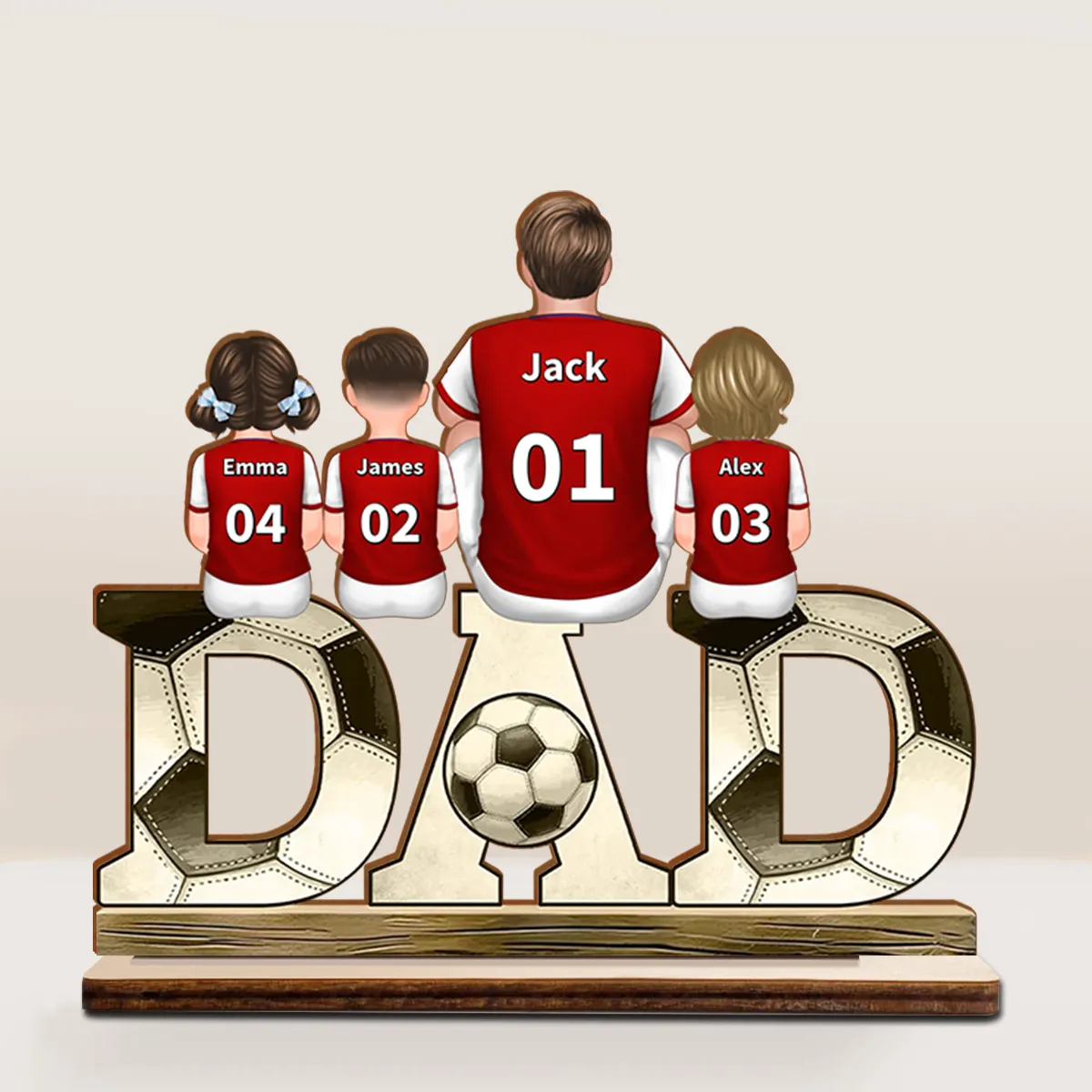 2-5 Names Personalised Football-Themed DAD Ornament - Custom Plaque Home Decoration for Father | Jessemade