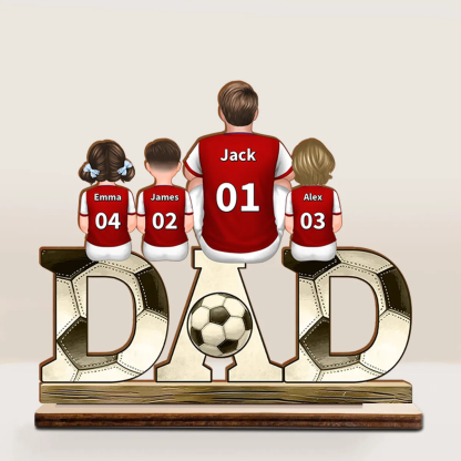 2-5 Names Personalised Football-Themed DAD Ornament - Custom Plaque Home Decoration for Father | Jessemade