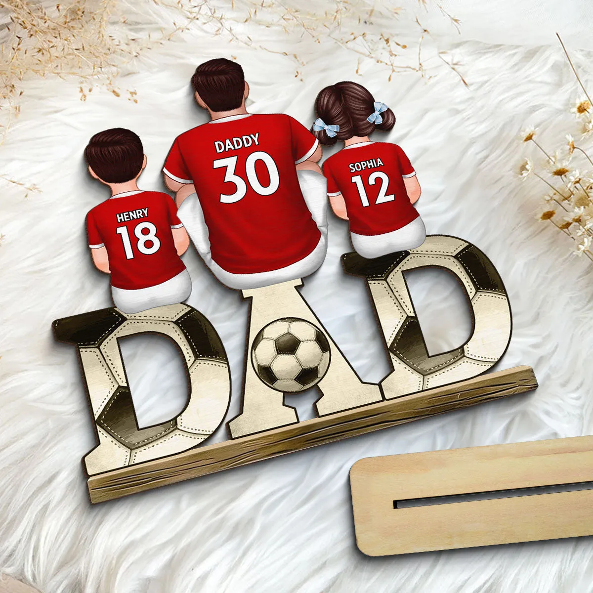 2-5 Names Personalised Football-Themed DAD Ornament - Custom Plaque Home Decoration for Father | Jessemade