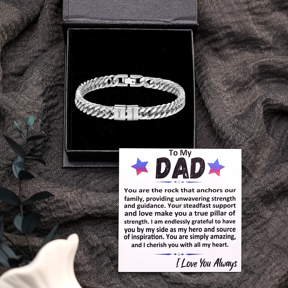 Custom Engraved 2-6 Names Cuban Link Mens Bracelet - Personalised Father's Day Gift for Dad/Grandad | Jessemade