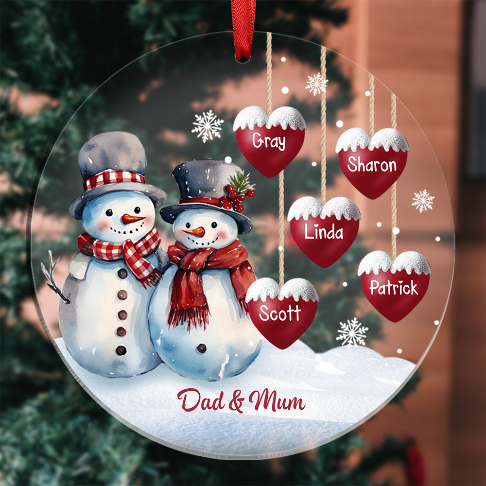 Personalised Snowman Family Ornament Custom with 1-10 Names Christmas Gift-Jessemade AU