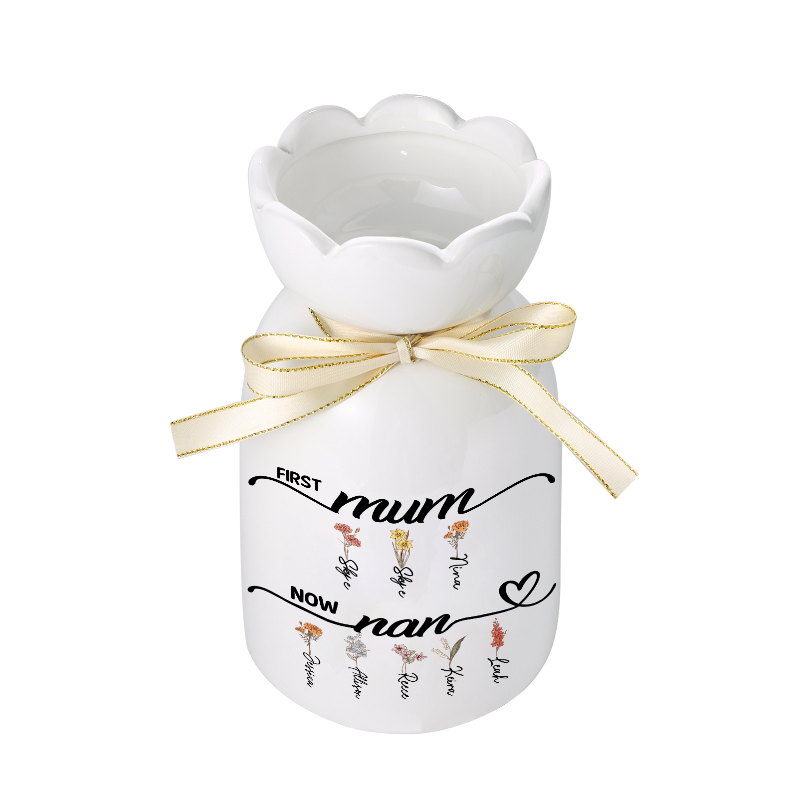 [Copy]Birth Flower Vase Personalised Ceramic Vase Custom 2-12 Names Gift for Mum, Nan or Grandma | Jessemade