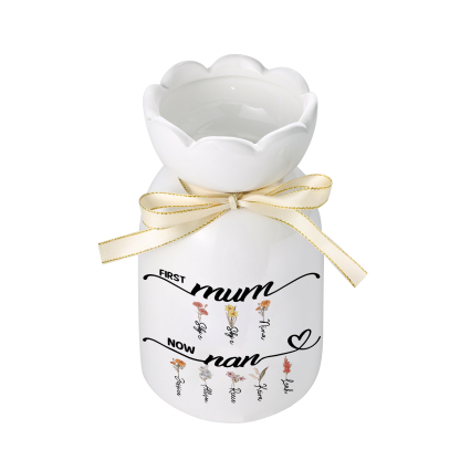 [Copy]Birth Flower Vase Personalised Ceramic Vase Custom 2-12 Names Gift for Mum, Nan or Grandma | Jessemade