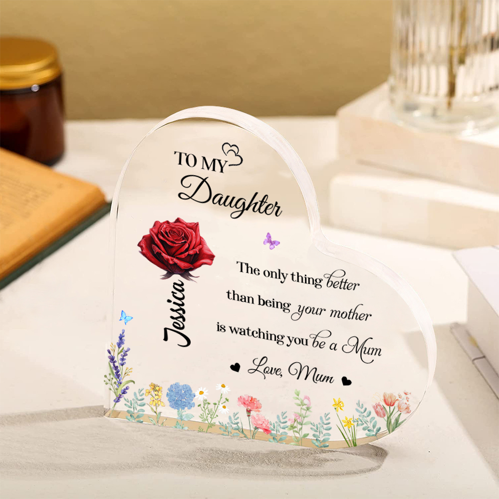 To Mum/Nan -Personalised Heart-Shaped Wooden Plaque Custom with Flowers & 1- 10 Names Ornament Mother's Day Gift | Jessemade