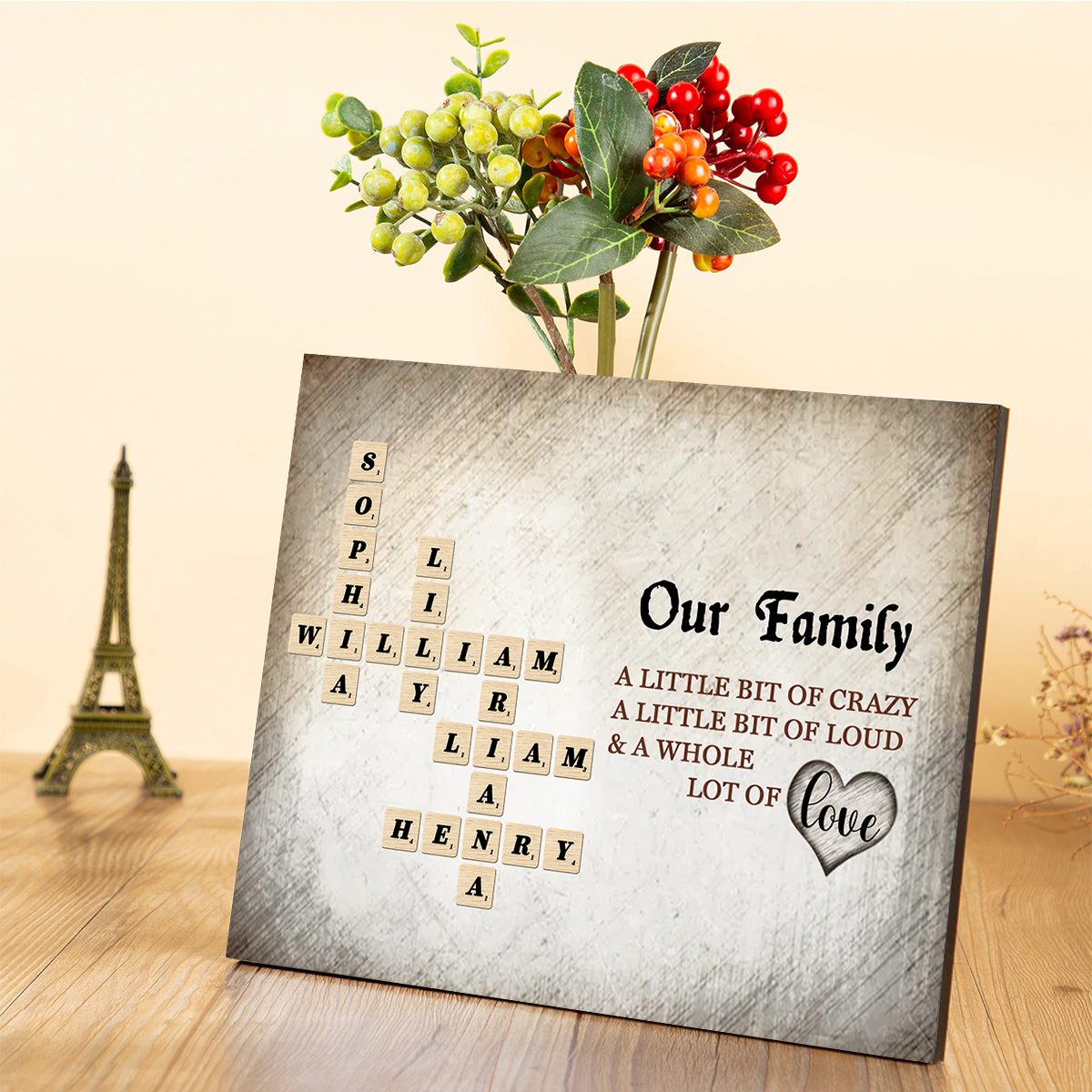 Custom Family Crossword Puzzle Wall Art Personalised Family Tree Wooden Sign Housewarming Gifts