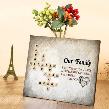 Custom Family Crossword Puzzle Wall Art Personalised Family Tree Wooden Sign Housewarming Gifts