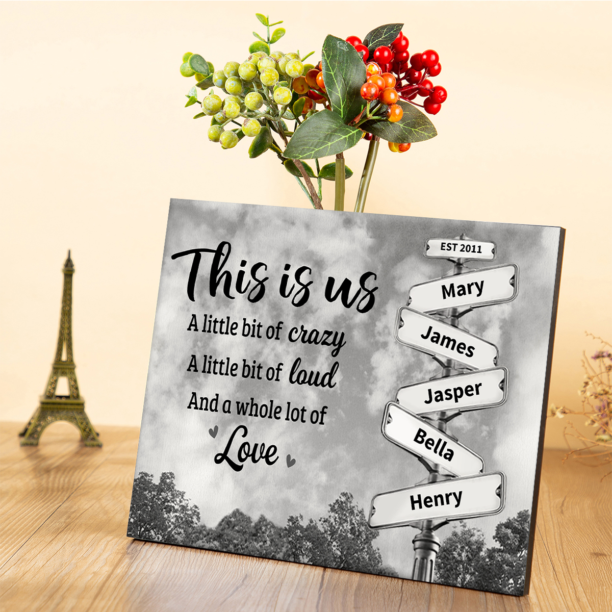Personalised Wooden Plaque – Custom Text & 2-8 Names, Unique Family Gift | Jessemade