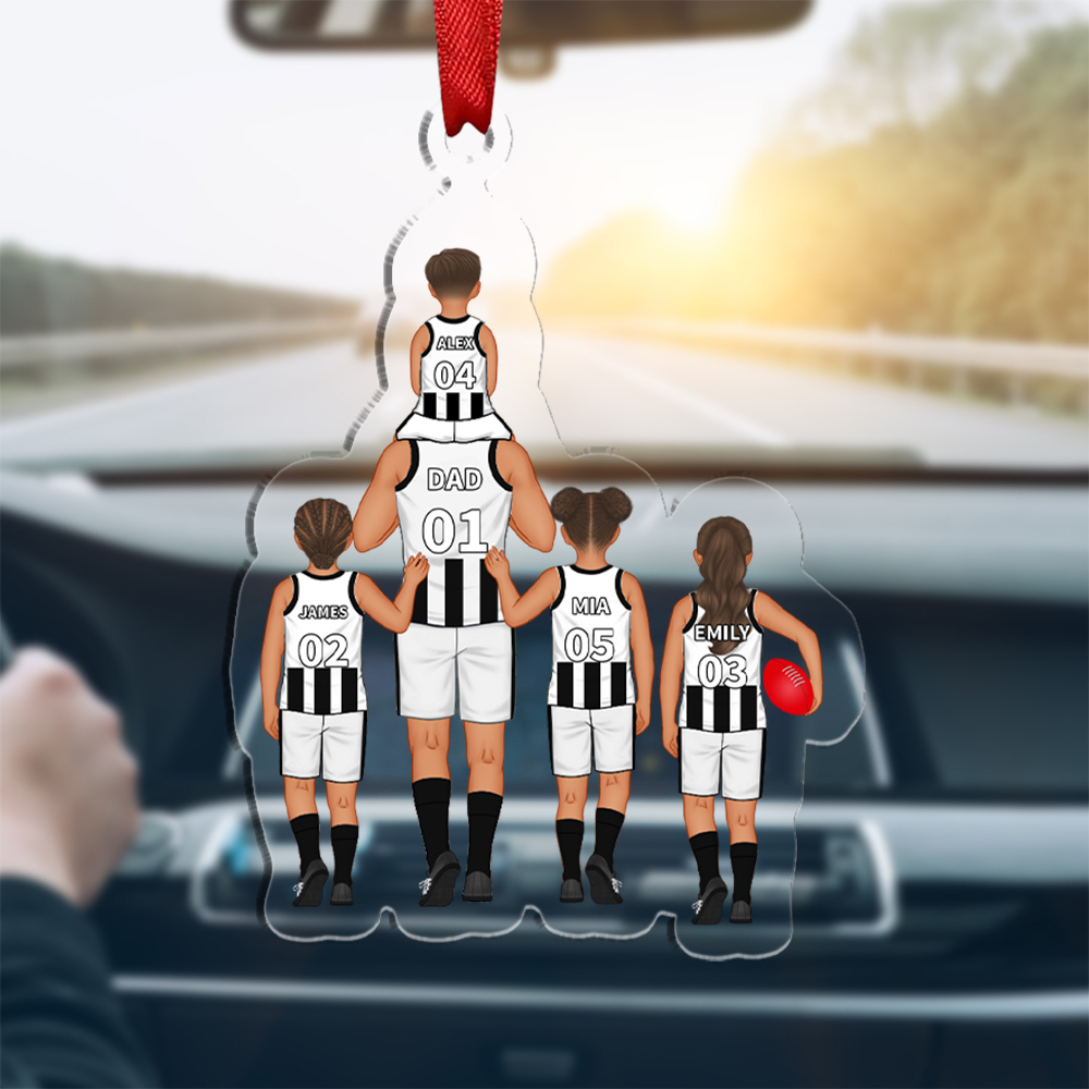 Personalised 2–9 Names Acrylic Keyrings Dad and Kids Australian Rules Football Team Family Keychain Custom Father's Day Gift for Dad Grandpa-Jessemade AU