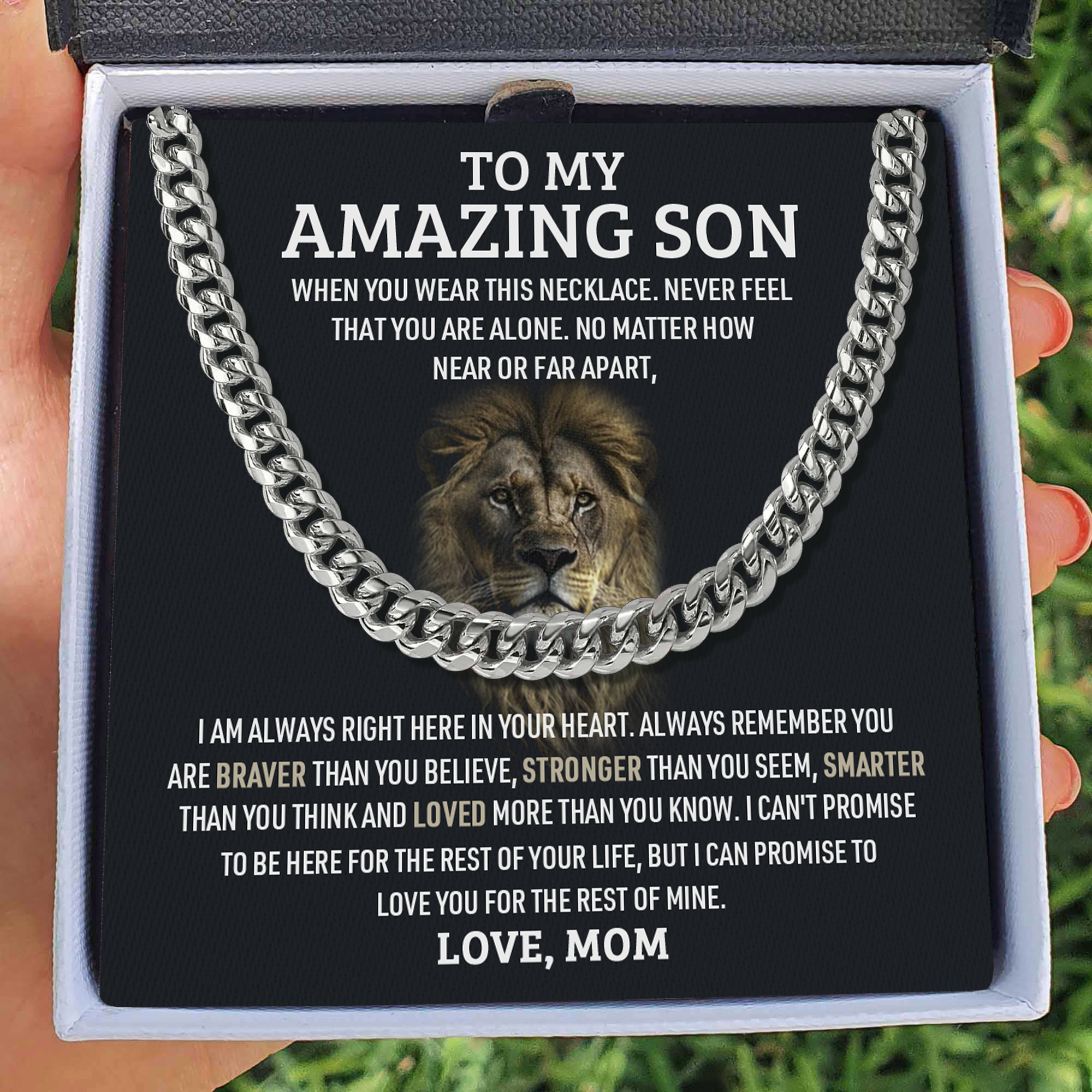 To My Son Never Feel That You Are Alone Cuban Chain Necklace Stainless Steel Necklace Warm Gift