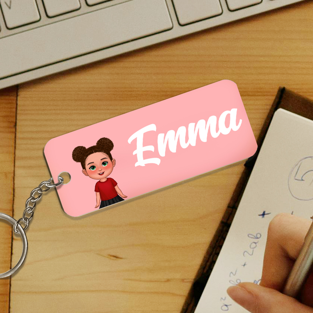 Personalised Keyring with Name & Character – Custom Gift with Multiple Colour Options | Jessemade