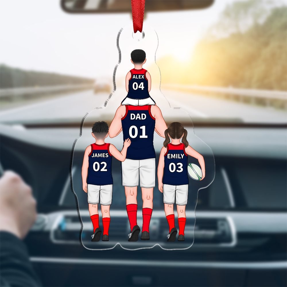 Personalised 2–9 Names Acrylic Keyrings Dad and Kids Australian Rules Football Team Family Keychain Custom Father's Day Gift for Dad Grandpa-Jessemade AU